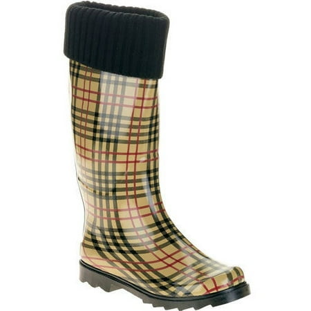 FOREVER YOUNG - Forever Young Ladies Plaid Print Mock Sock Trim Tall ...