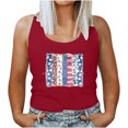 thumbnail image 1 of Cuello redondo para mujer Día de la Independencia Impresión Sin mangas Casual Chaleco suelto Tops Fridja  gh74, 1 of 5