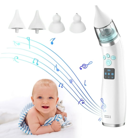 TiokMc Baby Nasal Aspirator – Automatic Nose Sucker Cleaner for Newborns & Infants, 3 Suction Levels, Rechargeable, Portable Mucus Remover with Soothing Music