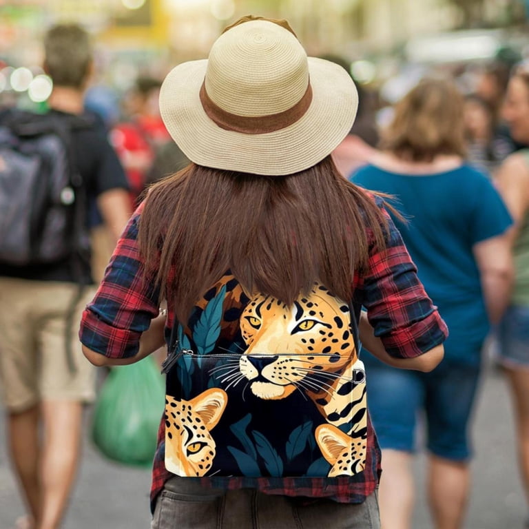 Leopard Large Leather School Bags Cute Backpacks with Printed