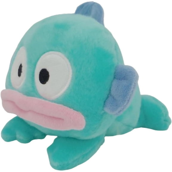Sanrio Fluffy Hankyodon Laying Down Plush, H 4.1 x W 6.3 x D 5.9 inches (10.5 x 16 x 15 cm)