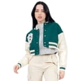 thumbnail image 1 of Chamarra Para Mujer Bomber Varsity Mangas Pu Quarry Color Verde, 1 of 4