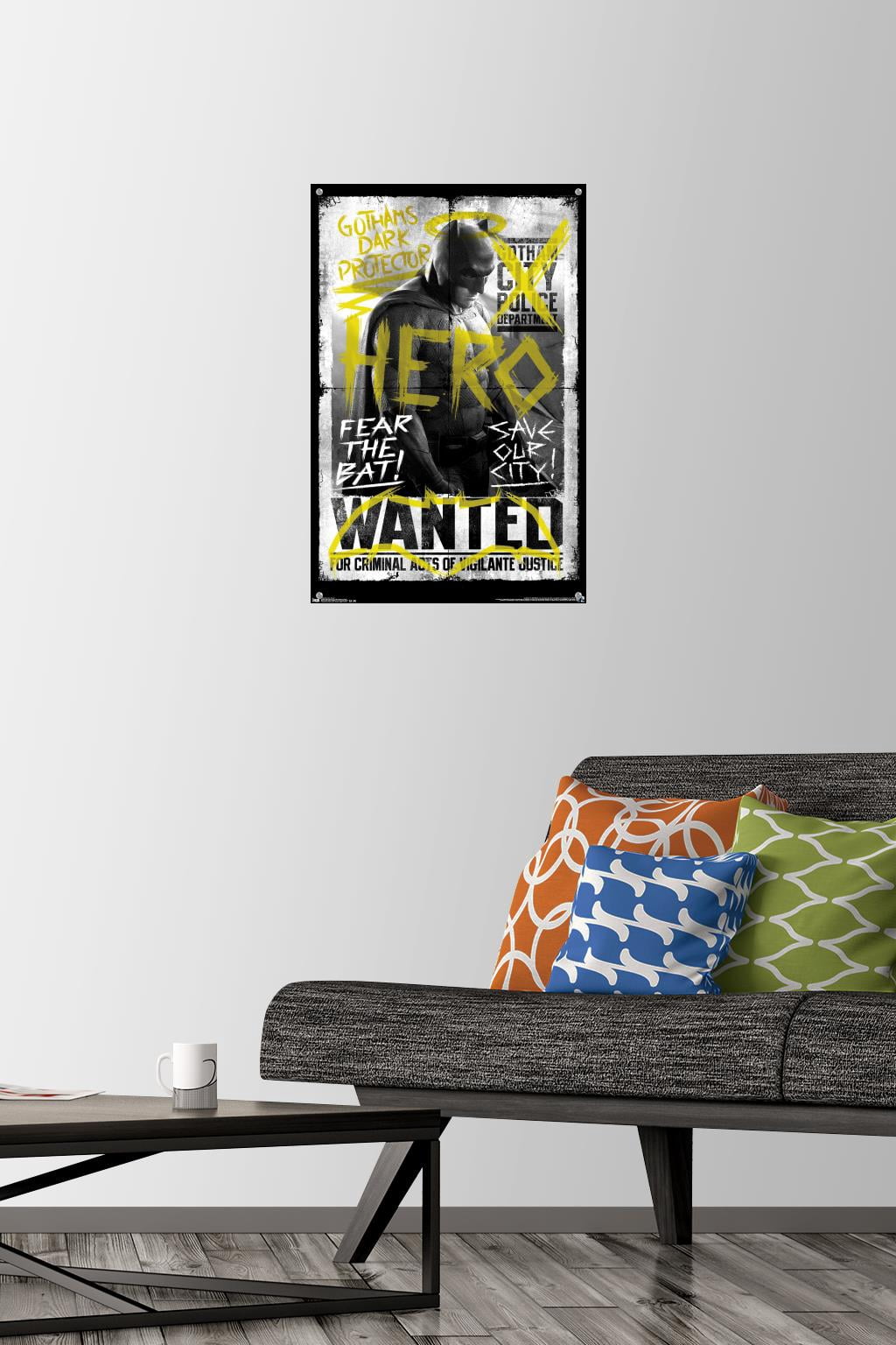 DC Comics Movie - Batman v Superman - Fear the Bat Wall Poster with Push Pins, 14.725" x 22.375"