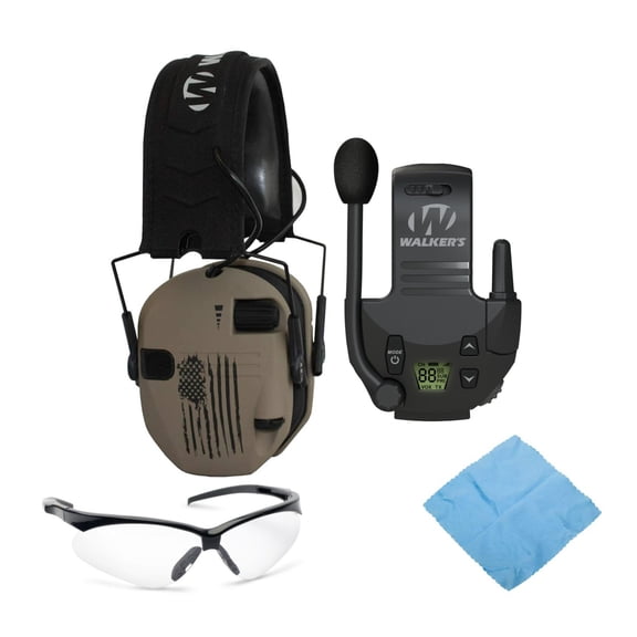 Walker's Razor Slim Electronic Muff (US Flag-FDE) Bundle with Accessories