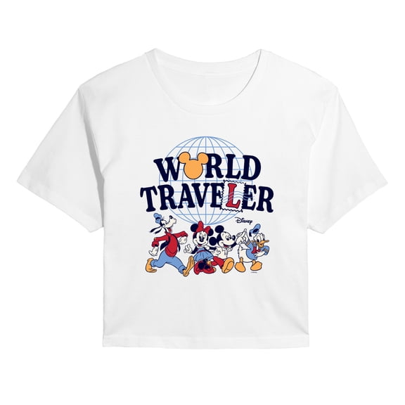 Disney - World Traveler - Juniors Cropped Graphic T-Shirt