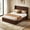 Walnut, variant on AUU Queen Size Modern Minimalist Platform Bed Frame, 44-Inch Tall Walnut Corrugated Wave Headboard, Easy Assembly, No Box Spring Needed