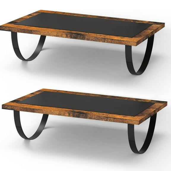 2 Pack Wooden Foot Rest Under Desk, Adjustable Height Foot Stool with Anti - Slip Mat for Home Office (Large & Small Sizes)