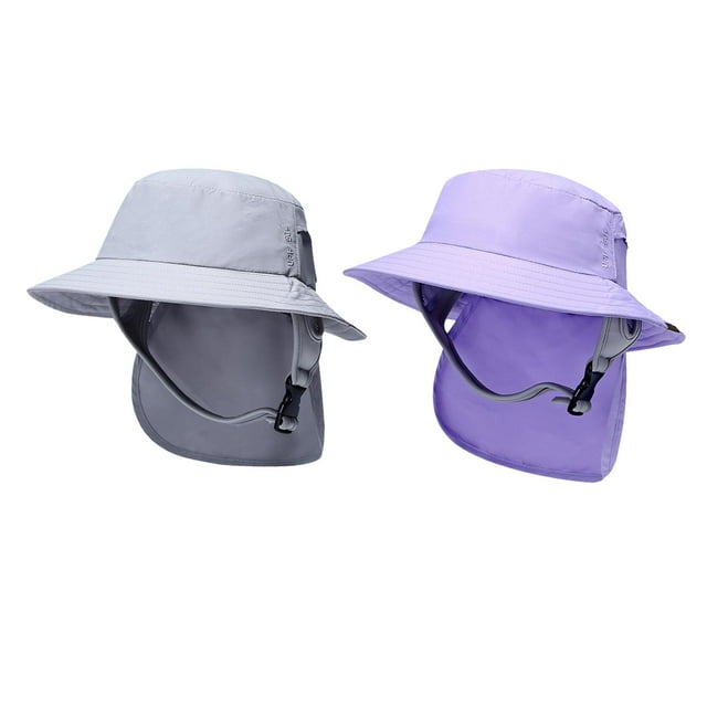 2 uds Sombrero de cubo de cuello Zulema gris y violeta Sombrero de protección solar
