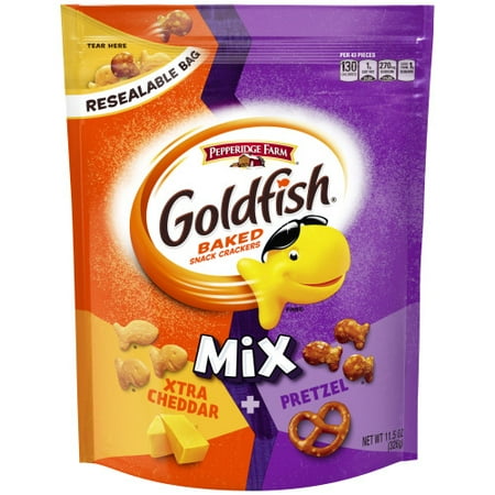 Cheddar Pretzel - (2 Pack) Pepperidge Farm Goldfish Mix Xtra Cheddar + Pretzel Crackers, 11.5 oz. Resealable Bag