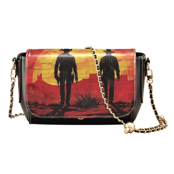 Leather Clamshell Crossbody Bag 10.4x5.5x3.7Inch Women's Crossbody Handbags Shoulder Purse Bank Card Bag Cash Bag Key Bag Red Western Cowboy