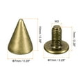 thumbnail image 2 of Unique Bargains 50 Sets Cone Spikes Studs 7x10mm Studs and Spike Screw Back Rivet Bronze Tone, 2 of 4