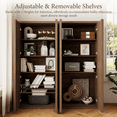 thumbnail image 6 of Brafabhome 67" Tall Rattan Storage Cabinet with 2 Doors, Wooden Pantry Cabinets with 4 Adjustable Shelves & Solid Wood Handle for Home, Kitchen | Walnut, 6 of 11