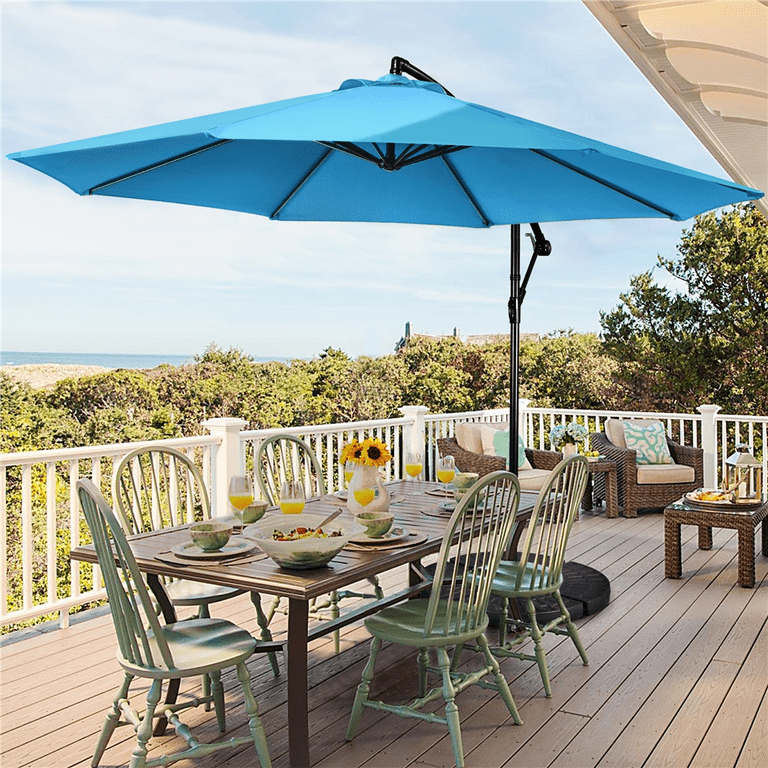 9' offset patio umbrella PURPLE LEAF 9-ft Aluminum Navy Crank Cantilever Patio Umbrella Polyester one_size