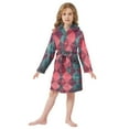 thumbnail image 6 of FORMRS Niños Bathrobe Unisex Hooded Robe Soft Plush Pajamas Sleepwear, Size 7-9T, Vibrant Green Tartan Pattern, 6 of 7