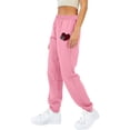 thumbnail image 3 of Baggy Sweatpants for Women Heart Print Tie Waist Loose Joggers Pants with Pocket Workout Running Fall Cute Casual Trousers, Pink, M, 3 of 4