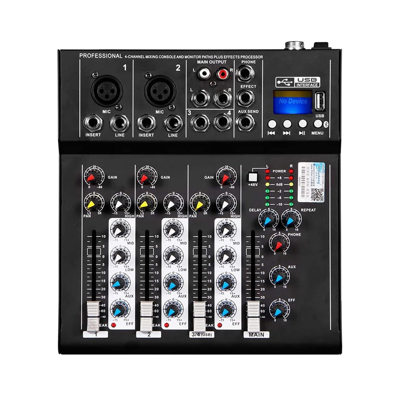 4 Channel DJ Sound Mixing F4 Mixer Bluetooth PC USB Play Recording 48V Contoller Mixing Console ,Easy to Operate