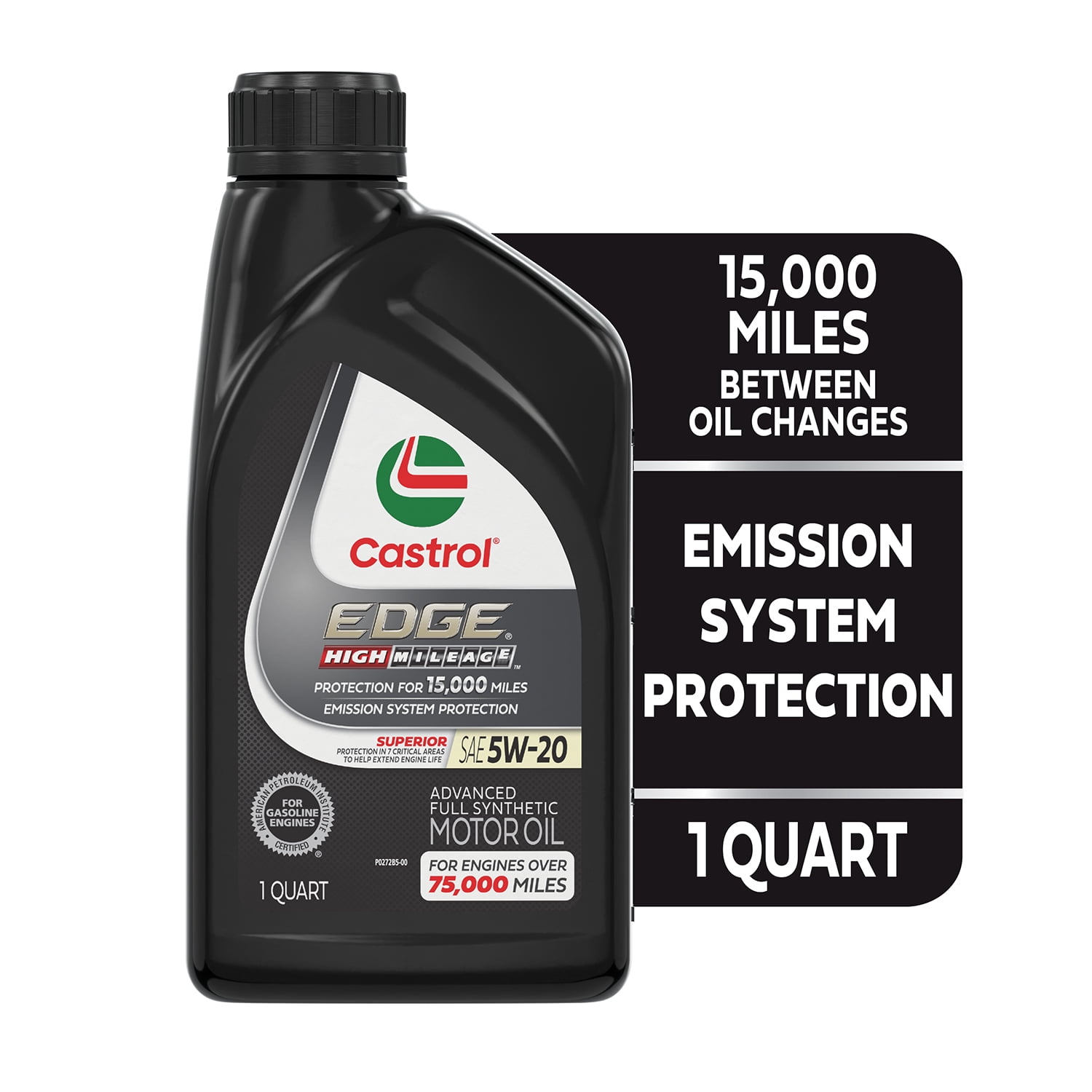 (2 pack) Castrol EDGE High Mileage 5W-20 Advanced Full Synthetic Motor Oil, 1 Quart