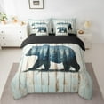 thumbnail image 3 of Manfei Rustic Bear Animal 7-Piece Twin Bedding Sets for Men, Farmhouse Wooden Plank Bedding Comforter Set, Jungle Wildlife Reversible Sheet Sets, Luxury Bedroom Decor, 3 of 8