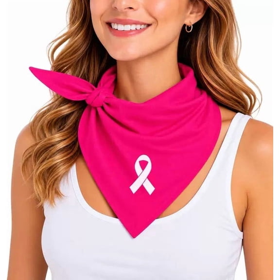 Pink Ribbon Bandana Scarf 36.22x25.59in, Soft Lightweight Awareness Scarf for Everyday Wear and Charity Events Cancer Bandana