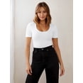 thumbnail image 2 of VICHVVY Summer Women's Scoop Neck Short Sleeve Shirts Ribbed Slim Fitted Casual Basic Top Blouses S-XL, 2 of 8