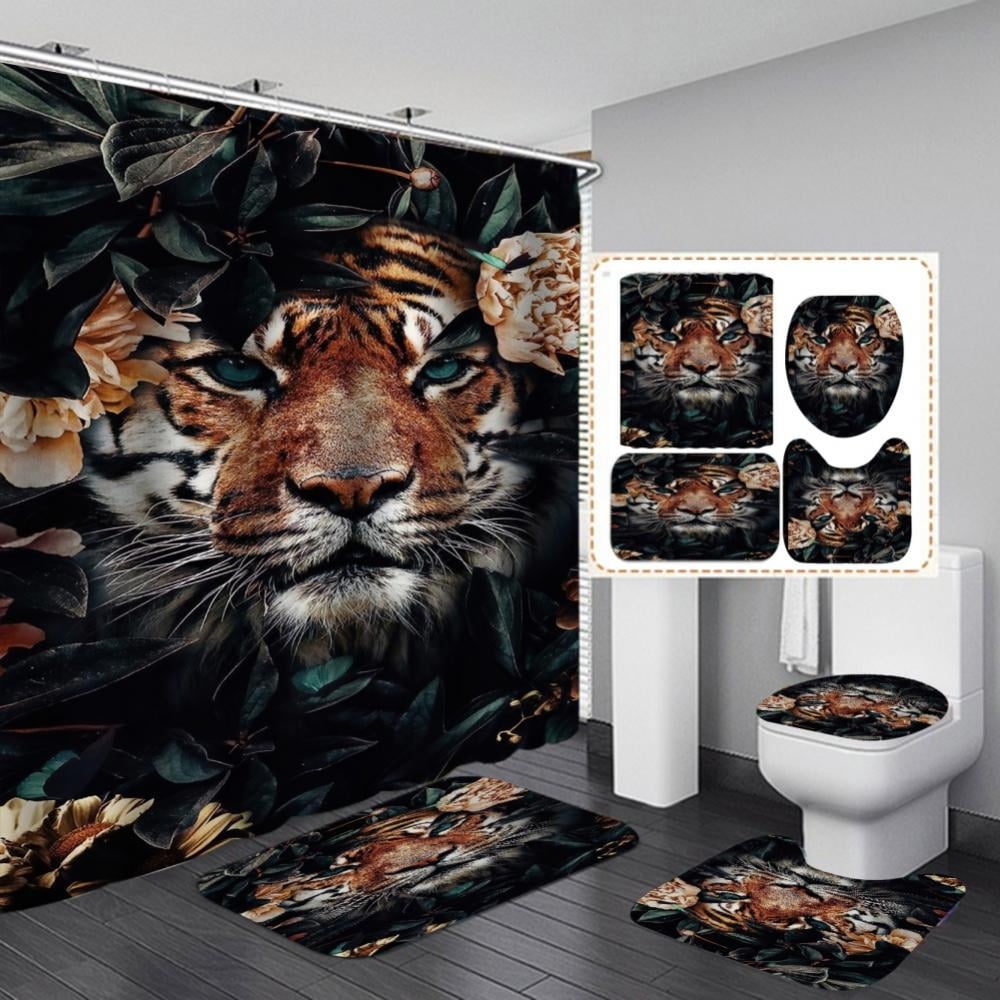 Safari Tiger Eyes Wild Slip Resistant Area Rugs Bathroom Mats 20 x 48 Inch 