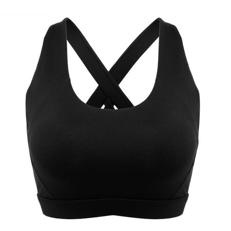

Sports Bra for Women Criss-Cross Back Padded Medium Support with Removable Cups For Dance Yoga Rope Skipping Fishing Shuttlecock Kicking Jogging