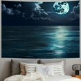 thumbnail image 2 of Shiartex  Moon Over Ocean Tapestry, Night Sky Tapestry Wall Hanging, 3D Fantasy Psychedelic Watercolor Tapestry Wall Art for Bedroom Living Room Dorm Home Decor 60x50inch, 2 of 6