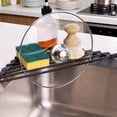 thumbnail image 7 of Small Triangle Roll-Up Dish Drying Rack Over the Sink Corner Kitchen Drainer Organizer Stainless Steel with Silicone Coating 1-Piece Universal Fit Black, 7 of 7
