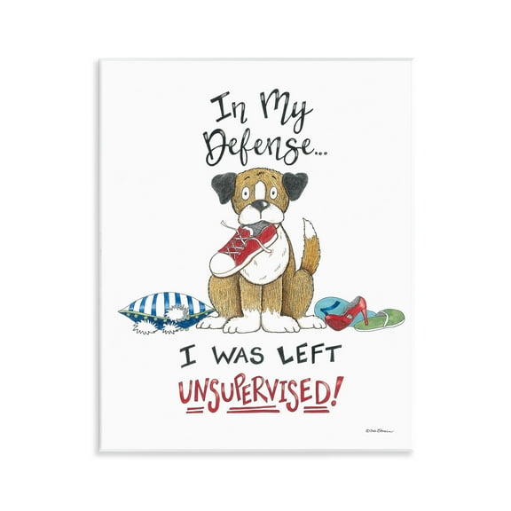 Stupell Industries Left Unsupervised Dog Animals Painting Unframed Art Print Wall Art, 11 x 14