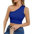 thumbnail image 6 of Womens Cute Ruffle One Shoulder 2024 Tank Top Knit Ribbed Trendy Sexy Summer Sleeveless Crop Tops, 6 of 6