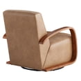 thumbnail image 6 of Spruce & Spring Modern Swivel Accent Chair with U-Shaped Wood Arms Single, Cognac Brown&Walnut, 6 of 10