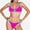 Fuchsia, variant on Women's Two Piece Bikini Set with Cutout Front Detail and Contrast Trim Strappy Design - Medium, Black