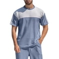 thumbnail image 2 of Cllios Waffle T Shirts for Men Summer Short Sleeve Tees Regular Fit Round Neck Tops Soft Work Gym Color Block Shirts S-3XL, 2 of 9
