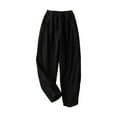 thumbnail image 4 of Dazajoo Casual Pants for Women Lantern Tapered Harem Pants Summer Casual Solid Color Cotton Linen Pants with Pockets,Black,M, 4 of 7