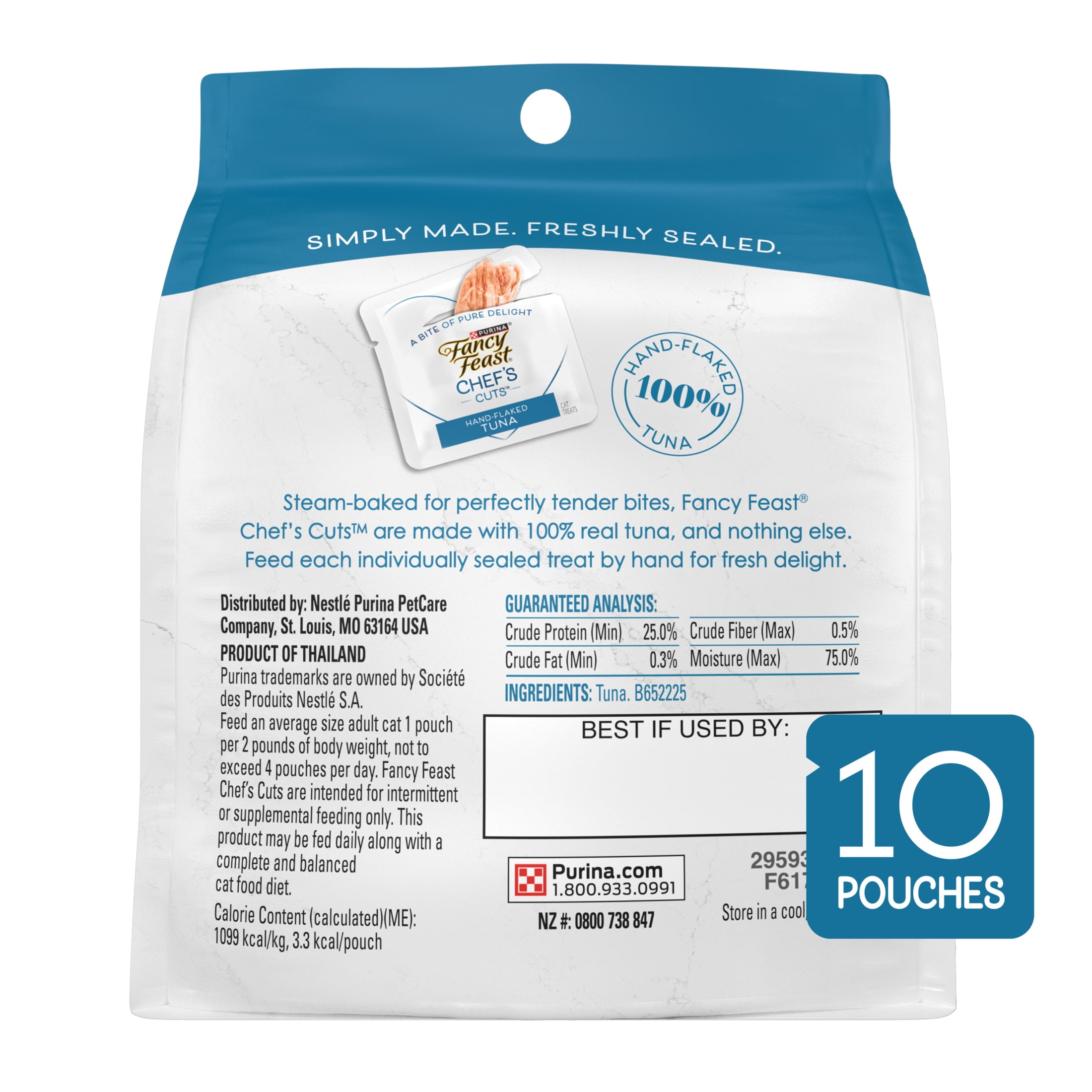 Purina Fancy Feast Chef’s Cuts Real Hand-Flaked Tuna Natural Soft Cat Treats, 1.06 oz.