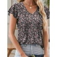 thumbnail image 4 of Womens Tops Dressy Casual Summer Flutter Sleeve T-Shirts Trendy Ruffle Short Sleeve Loose V-Neck Tunic Tops, 4 of 4