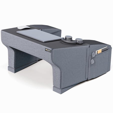 Lap Desk Pillow Height Adjustable Soft & Comfortable Armrest Easy To Store Grey | For Working On Laptop Reading & Gaming | Work From Home Pillow | Perfect For Using On Bed Sofa & Floor