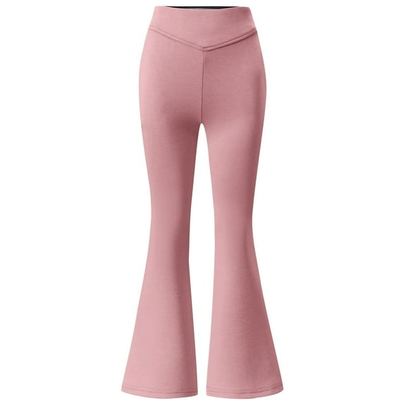 Fgnfyis Girls Dressy Flare Bottoms High Waisted Stretch Ruffle Pants for School and formal Occasions Pink 7-8 Years