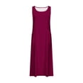 thumbnail image 4 of Puntoco Plus size dresses Summer Cotton Linen Dress for Women Sleeveless Casual Loose Tank Dress with Pockets Purple XXXL, 4 of 5