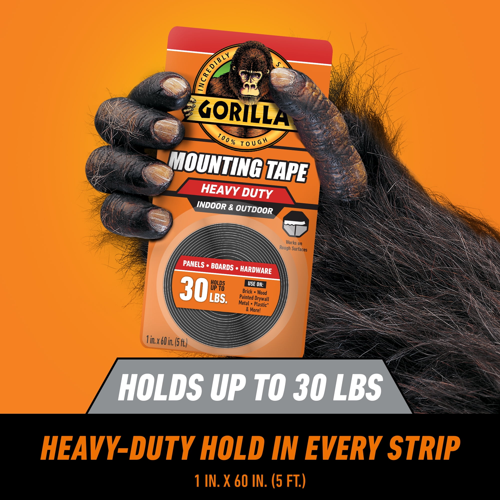 Gorilla Heavy Duty Mounting Tape, 60in Black Tape Material Model