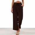 thumbnail image 2 of High Waisted Wide Leg Pants for Women Palazzo Trousers Gauze Casual Beach Travel Lounge Flowy Pant Summer 2026 Brown 2XL 26/27", 2 of 7