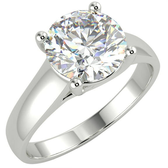 Delicate 3Ct Round Brilliant Cut 14K White Gold Plated VVS1/D Diamond Solitaire Engagement Ring