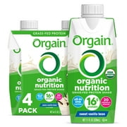 Orgain Organic Nutritional Protein Shake, Vanilla Bean - 16g Grass Fed Whey Protein, Meal Replacement, 20 Vitamins & Minerals, Gluten & Soy Free, 11 Fl Oz (Pack of 4) (Packaging May Vary)