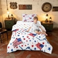 thumbnail image 3 of Manfei Watercolor American Flag Twin Comforter Sets, Patriotic Star Ribbon Bedding Set, Red Blue White, Polka Dots Reversible 2pcs, 1 Comforter and 1 Pillowcase, 3 of 6