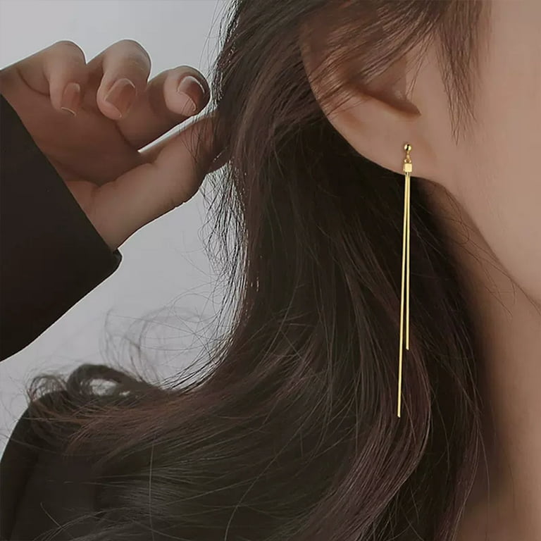 Dangle Earrings - 18K Tri Color Herringbone Tassel #21730 Gold