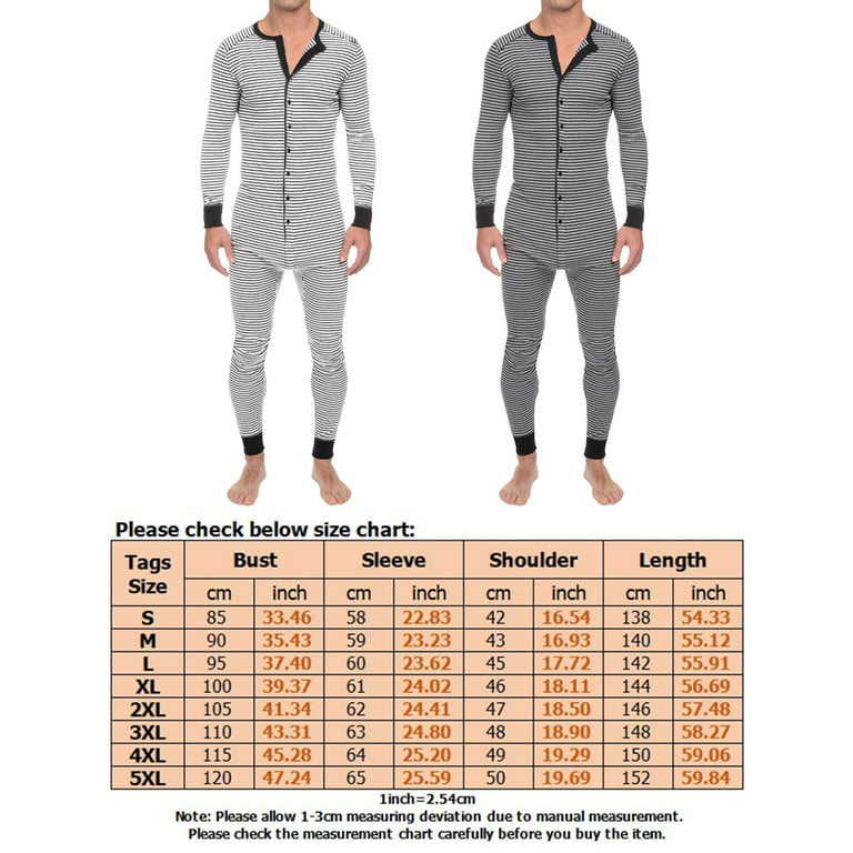 Frontwalk Crew Neck Long Johns Underwear for Men Onesie Pajamas Long Sleeve Union  Suit One Piece Jumpsuit 