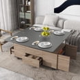 thumbnail image 3 of Modern Lift Top Coffee Table Multi Functional Table with 3 Drawers in Walnut & Black, 3 of 17