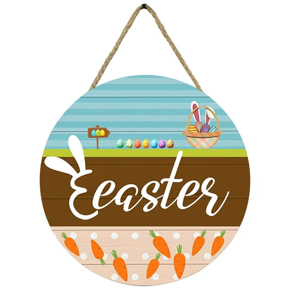 Home Decor Clearance Wall Decoration Wall Hanging Circular Easter Wooden Hanging Sign Home Decoration Wall Decoration Festival Atmosphere Door Sign Wood Sign