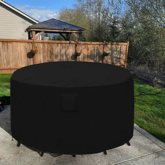 94 Inch Tall Round Bar Height Table and Chair Set Cover - Heavy Duty Waterproof Outdoor Furniture Cover, Black (IZ-001-B)