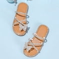 thumbnail image 6 of BOBOGOJP Girl's PU Leather Rhinestone Sandals Butterfly Strappy Flat Open Toe Elegant Slides Sandals Silver for Size 11, 6 of 8